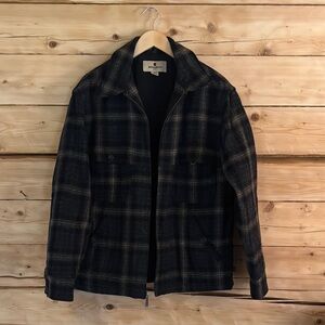 Woolrich Navy and Beige Plaid Shirt Jacket